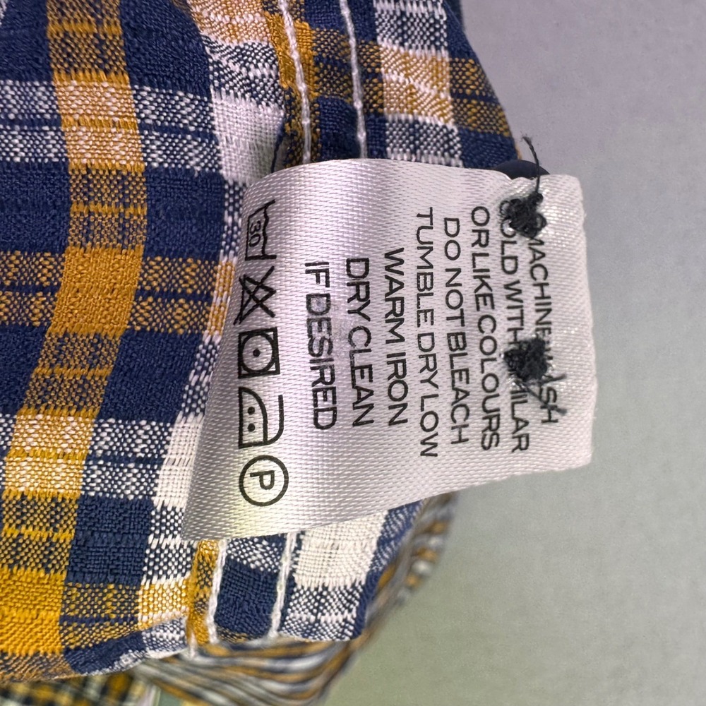Pacific Outfitters Mens‎ Large Plaid Button Down Shirt Mustard Navy Yellow L - Picture 9 of 9